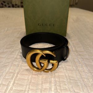 Gucci Marmont Black Leather Belt Size 115 - Authentic